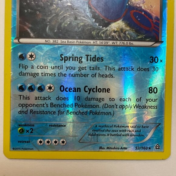 Pokemon Kyogre Holo Rare 53/160 Card Basic Water Type 2015 - Picture 5 of 8